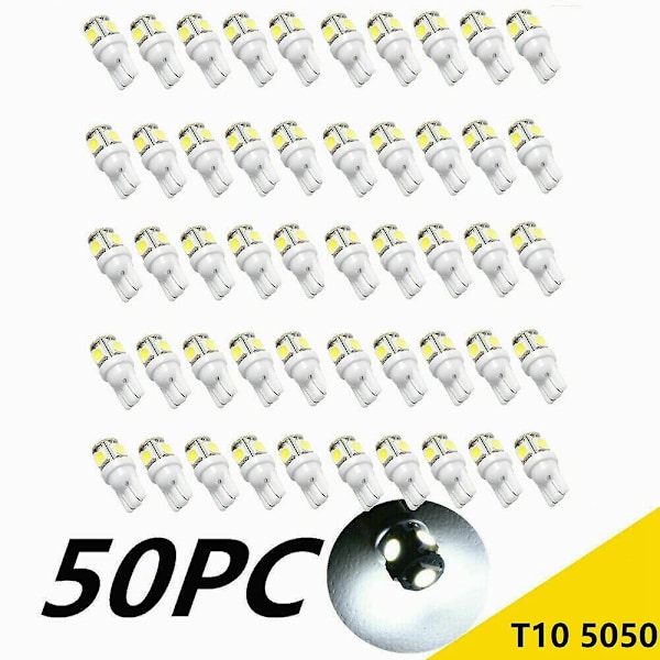 50 stk. Super Hvide T10 Wedge 5-smd 5050 LED lamper W5w 2825 158 192 168 194