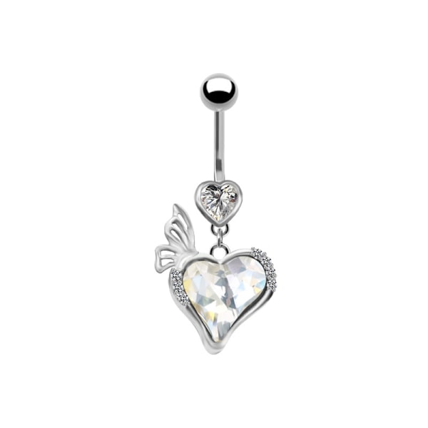 Mode Navle Ring Ornament Hjerteformet Zirkon Navle Ri 2