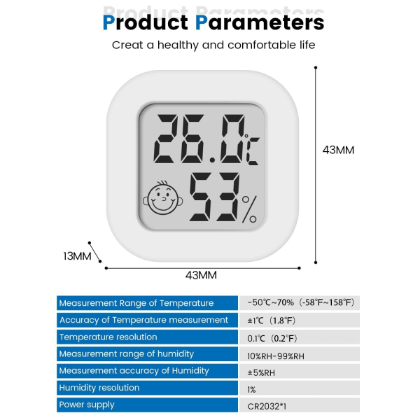 Digital Hygrometer inomhus minitermometer