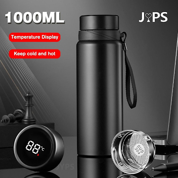 1000ml Smart Termosflaska Håller Kyla och Värme Temperaturvisning Intelligent Termos för Vatten Te Kaffe Vakuumflaskor 500ml blue