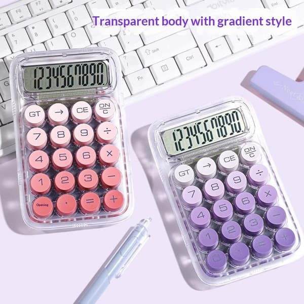 Transparent stor, stora knappar, kalkylator med hög utseendenivå Pink