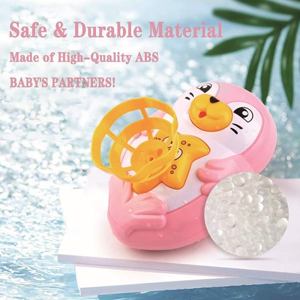 Badleksaker för småbarn 3-6 år - Seal Spray Water Toy with 2 Balls, Bad Sprinkler Leksak för barn, Födelsedagspresentidéer (Rosa)