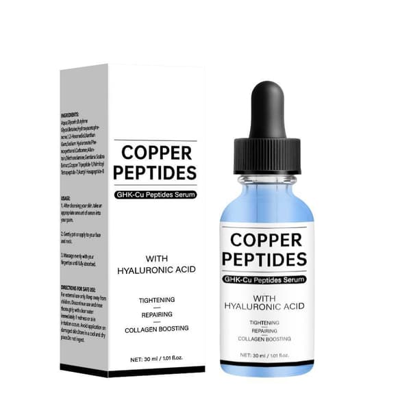 GHK-Cu Blå Kobberpeptidserum 30ml, Hydrerende Multi-Peptid Essens for Hudreparasjon og Oppstramming
