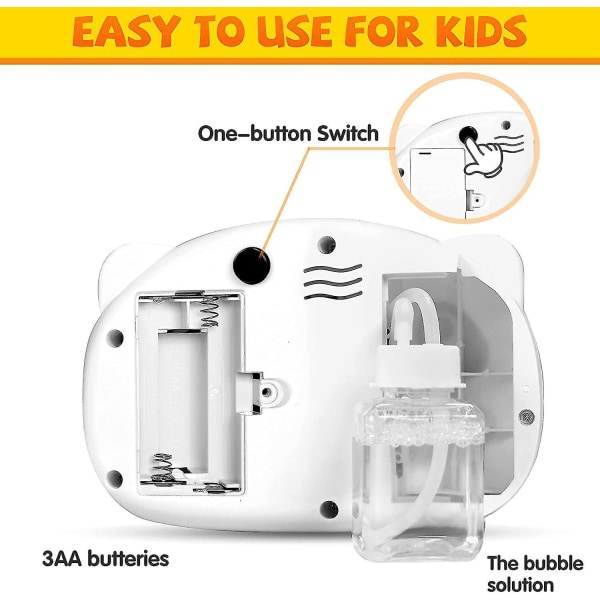 Bubbelmaskin för barn, automatisk bubbelblåsare, bärbar bubbelmaskin, 1000+ bubblor per minut