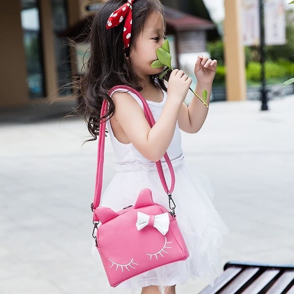 Cute Cat Ear Børnehåndtasker Crossbody-tasker Pu-læderrygsække Gave til børn (pink)
