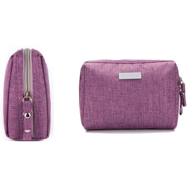 Meikkilaukku, pieni matkakosmetiikkalaukku nylon vedenpitävä meikkipussi naisille (violetti)