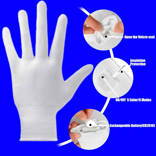 LED-Handskar, LED-Handskar för Barn, Tonåringar och Vuxna, LED-Fingerhandskar, Fingerljus-Handskar