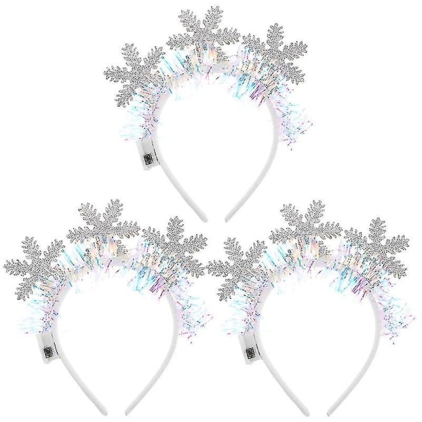 3kpl Christmas Luminous Snowflake Päähineet Creative Led Light Hair Bows Yw1
