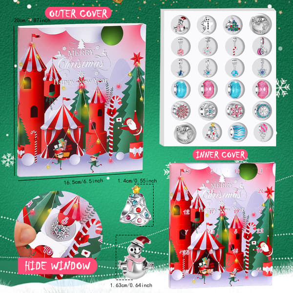 Blå snöflinga jul 24-dagars adventskalender blindlåda flickors smyckesset PDRD23