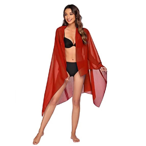 Strand Sarong Pareo Bikini Wrap Kjole Cover Up til Badetøj red