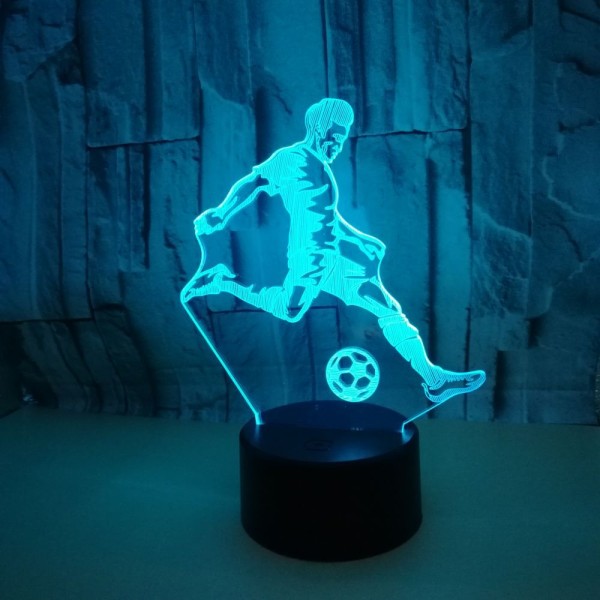 Fotball 3D-lampe, LED-nattlys illusjonslamper 7 farger endring berøringskontroll USB optisk bordlampe