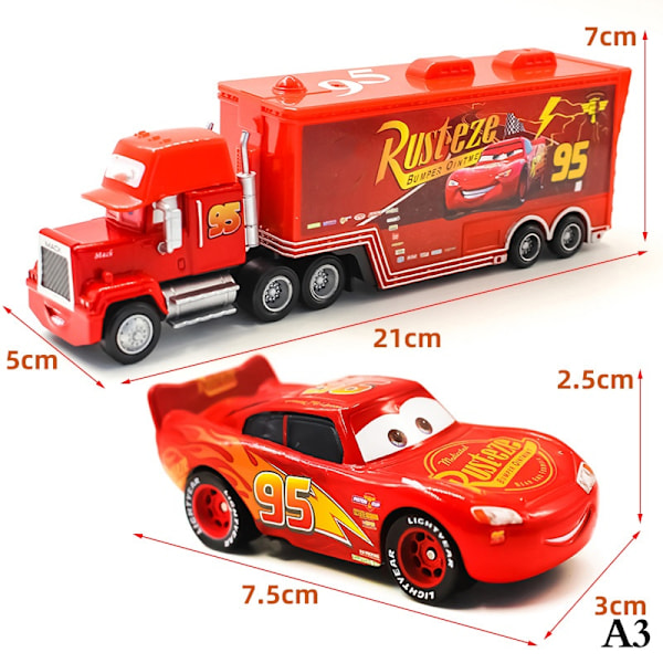 Disney Pixar Cars 3 Lightning McQueen -kuorma-auto - Täydellinen A3