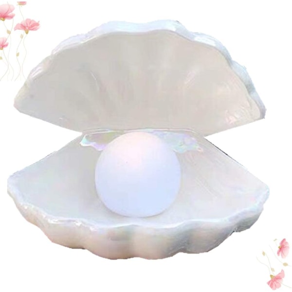 Seashell nattbordslampe Dekorlampe for soverom stue Hvit.