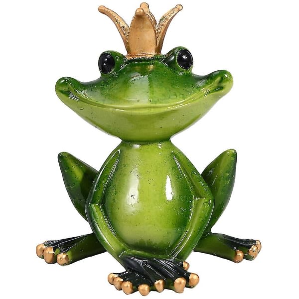 Frosk med krone dekorativ figur Froskstatue Harpiks Dyrehåndverk Resin Dyrepynt