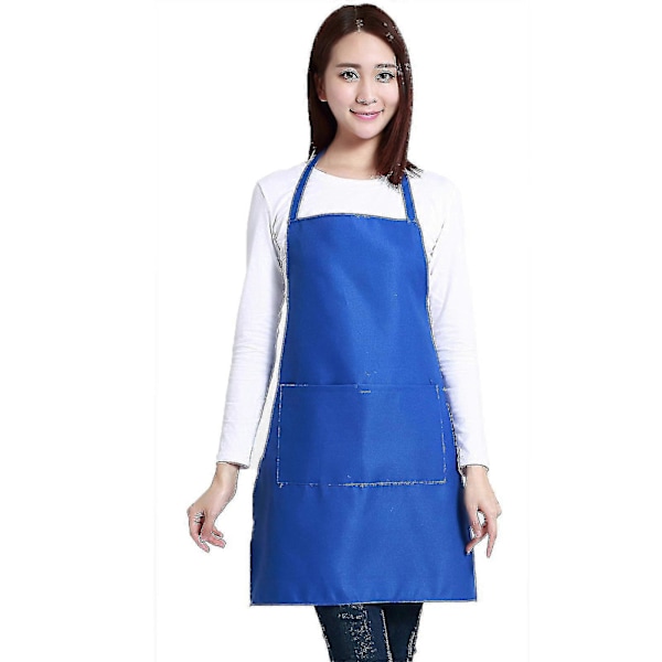 Enkelt förkläde med fickor haklapp kök matlagning kock hantverk bakning vuxen Royal Blue
