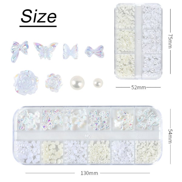 Neglepynt Sommerfugl Blomst Bjørn Nail Art Håndverk Diamant for Negle Dekorasjon Perle Metall Negle Flatback Gem Krystall Rhinestones