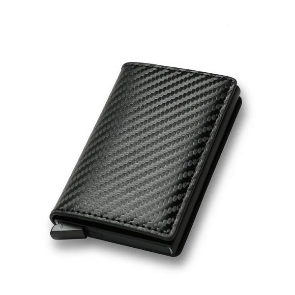 Kolfiber Kreditkortshållare Plånböcker Herr Rfid Svart Magic Trifold Läder Smal Miniplånbok Liten Pengaväska Herrväs Carbon Black