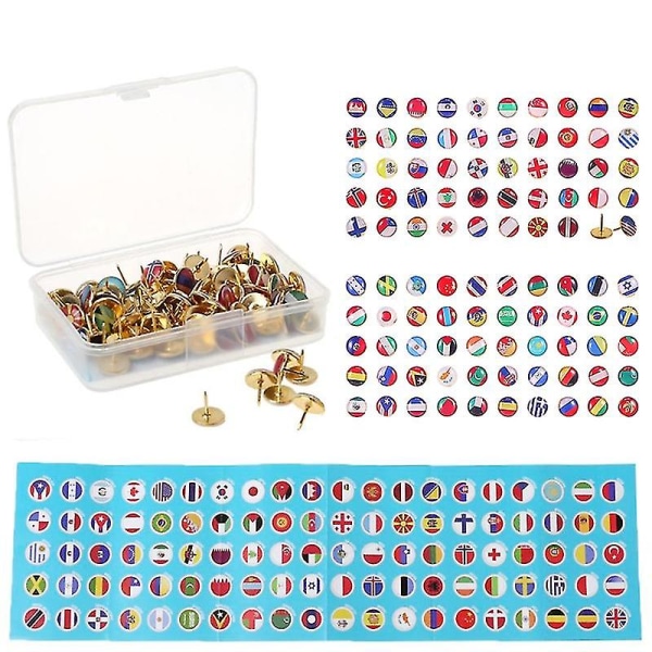 Push Pins National Flag Thumb Tacks Country Map Push Pins For Bulletin Board, Map, Office (assorted Countries Pattern, 194 Piec