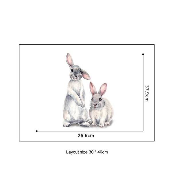 Two Cute Rabbits Wall Stickers Kids Nursery Home Decor Removable Living Room Bedroom