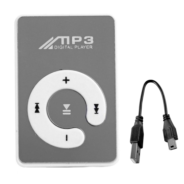 Plastspejlet USB MP3-afspiller Bærbar musikmediestøtte White