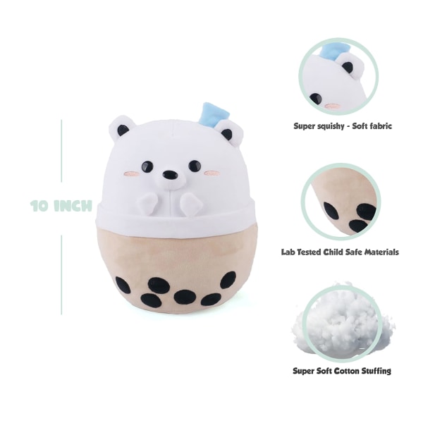 Napapiirin karhu Boba Plushie - 10\" Ice Bubble Milk Tea Aasian lohturuoka Pehmeä pehmoeläin - Kawaii Cute Anime Style Lahja