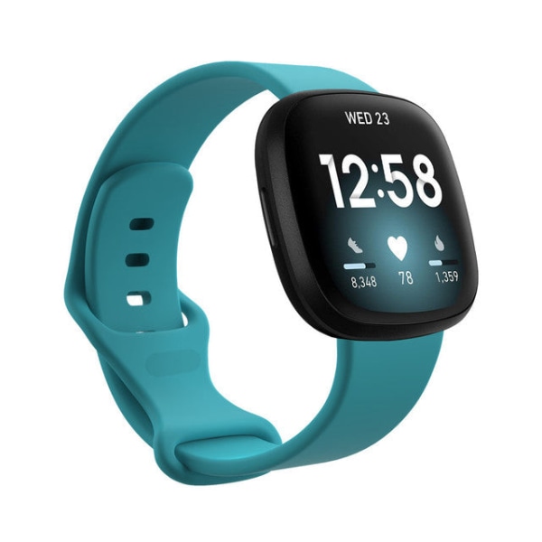 Farverig armbånd håndledsrem til Fitbit Versa 3 ur blødt bånd Correa til Fitbit Sense Versa3 ur armbånd tilbehør officiel grøn Official green S