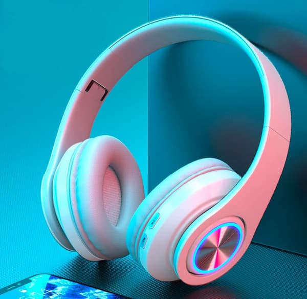 Bluetooth 5.0 trådlösa hörlurar, vita