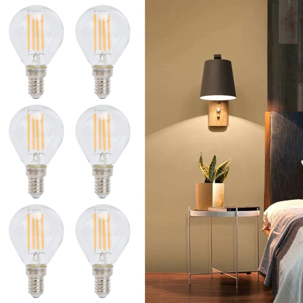 Himmennettävä E14-LED-polttimo, Himmennettävä LED-lamppu, G45-himmennettävä lamppu, E14-pieni Edison-ruuvipolttimo, 6 kpl:n pakkaus