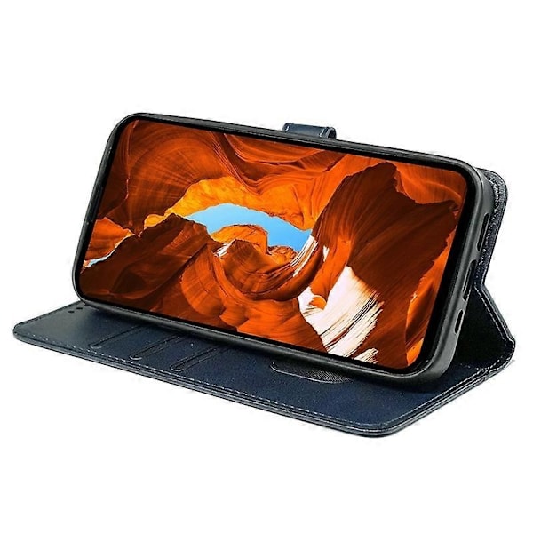 Kompatibelt med Nothing Phone (3a) Skal Kalvtextur Läder Ställ Bokstil Mobilskal - Röd-Perfekt Blue