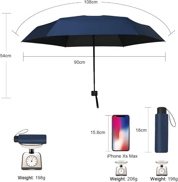 Kompakt hopfällbart reseparaply Vindtätt Lättviktigt Bärbart 108 cm Miniparaply Stålram Snöresistent Lätt att bära