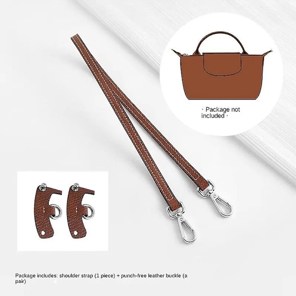 Axelrem för Longchamp-väska, konverteringstillbehör, gratis utskärning för miniväska, axelrem för miniväska Brown-65CM