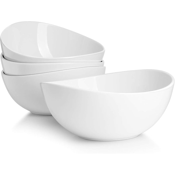 Serving Bowls Set of 4, for Salad | Soup | Snacks | Pasta - Microwave, Dishwasher, and Oven Safe - White