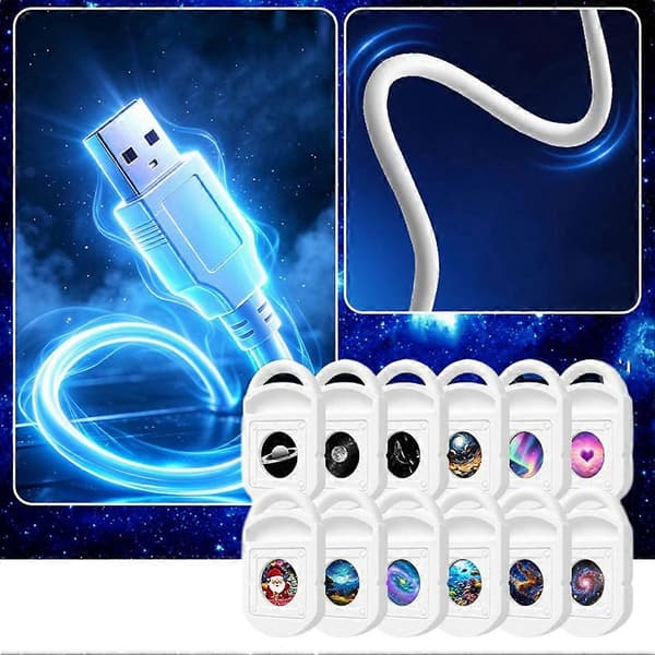 12-i-1 USB HD Galaxy Star Projection Lamp Night LED Atmosphere Light Plug & Play Star Projector LED Night Light