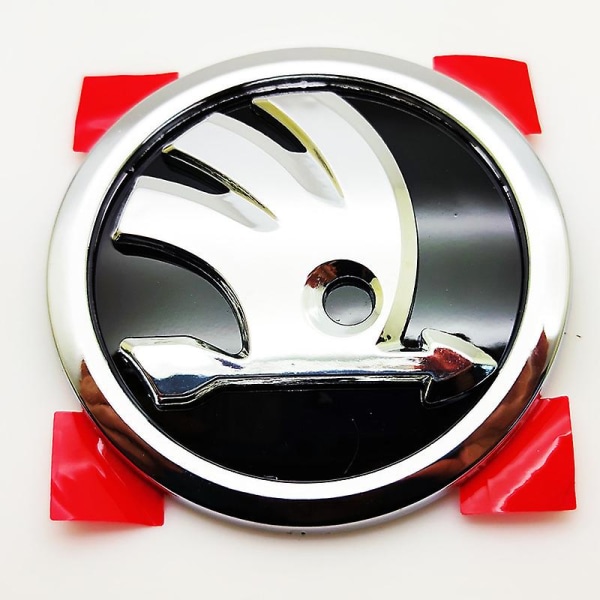 Bakre främre bil bakom emblem Emblem Galler 3d metallisk klistermärke för Skoda Auto Body Dekoration Logotyp Styling