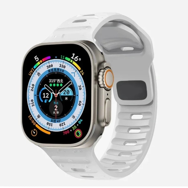 Silikoniranneke Apple Watchille 49mm 44mm 45mm 40mm 41mm 42mm 38mm Ultra 2 Sport Correa Armband iwatch Series 9 8 7 6 5 se White