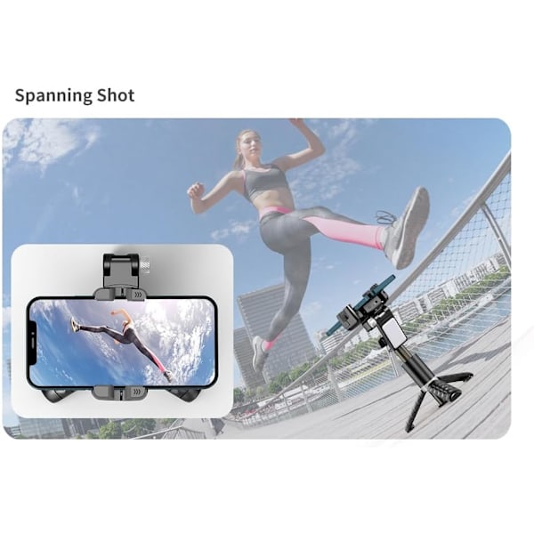 Smartphone gimbal stabilisator, 2-akset automatisk ansigtssporing selfie stick med stativ og LED-lys