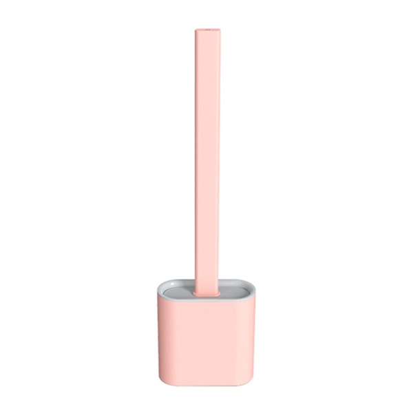 Väggmonterad toalettborste för springor Flexibel rengöringsborste Toalettförvaringsställ Pink