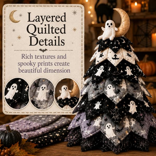 DIY Quilted Fabric Christmas Tree Kit, 3D Fabric Patchwork Craft Set for Beginners, Handmade Table Decoration for Home, Mantel, Table, Office #H
