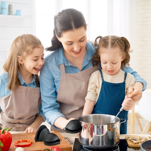 1 Par Silikon Grytekluter - Ninja Gryteunderlag - Varmebestandige Fingergrep Hansker Gummi for Airfryer, Grill, Matlaging og Baking
