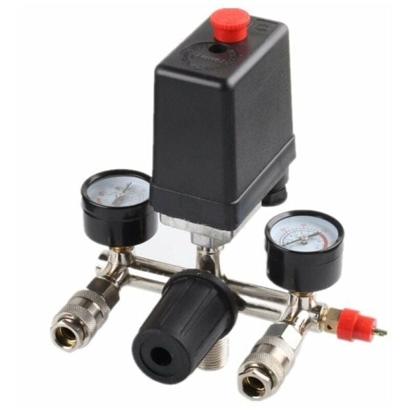 Pressure regulator with pressure monitor for compressor Pressure monitor with 2 displays