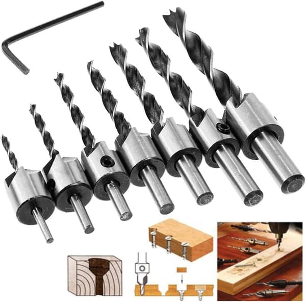 8 stk HSS 5-kutter trebearbeidingskjernedriller Trebearbeiding avgradingsfreser 3-10mm