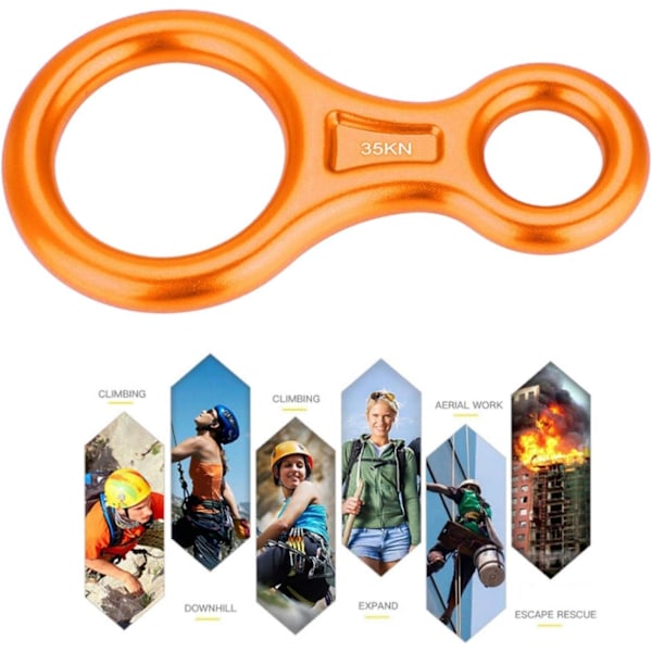 Klatretovsstigning, 35KN Figur 8 Ord Tovstigning Rappelling Ring Klatring Redningsudstyr Orange