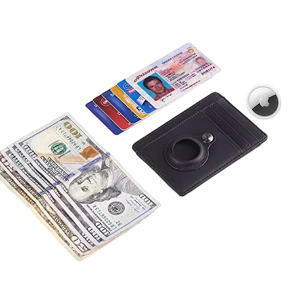 Anti RFID Blocking Carbon Fiber Credit ID Card Holder Case for AirTag Men Women Wallet Leather Slim Wallets for AirTag Air Tag Green