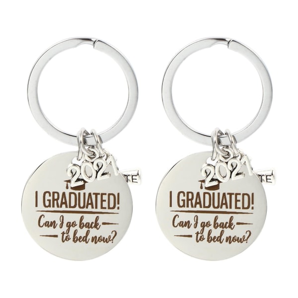 2 st Graduation Key Ring Nyckelring Väska Hängande dekoration Hängande ornament（3X3cm，Silver）