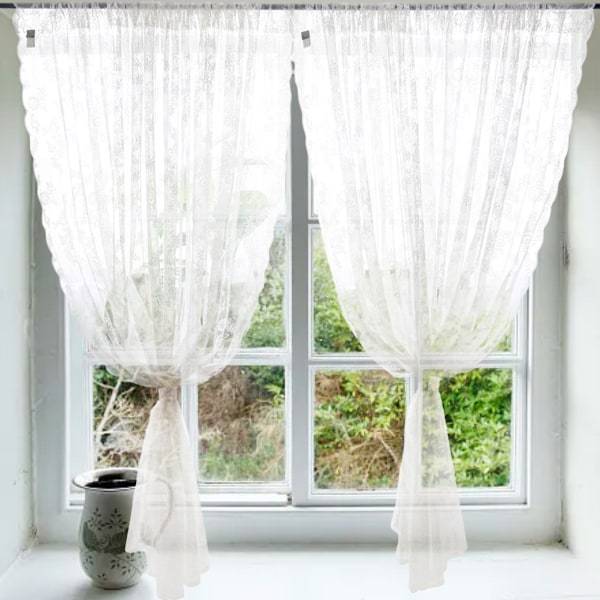 Vintage spetsgardiner, broderade tyllspetsgardiner Fönster