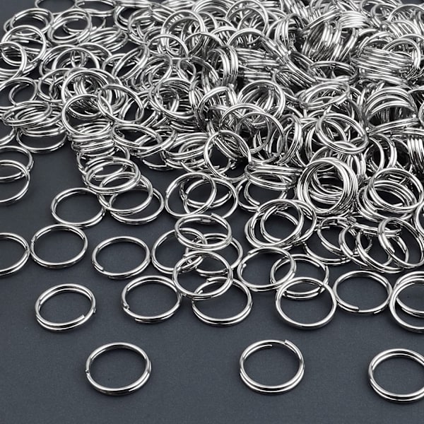 100-pak nøgleringholdere 10 mm mini splitring med dobbelte spænder