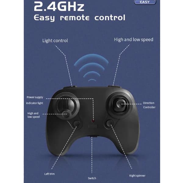 Remote-Controlled Drone/Plane with Gyroscope - Model HW33 - Blue or Red - Blå 403000