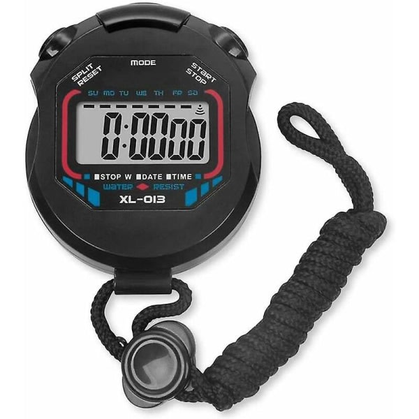 Digital håndholdt stoppeklokke Sports multifunksjonsklokke Xl-013 Sort sportsalarm presisjons LCD-skjerm