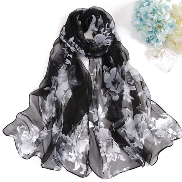 Letvægtsmode tørklæder til kvinder, trykte blomstermønstre, sjaler, wraps, A05