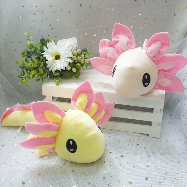 Axolotl plyschleksak, Axolotl gosedjur, 14,6'' Kawaii dockleksak presenter för pojkar flickor (ljusrosa)